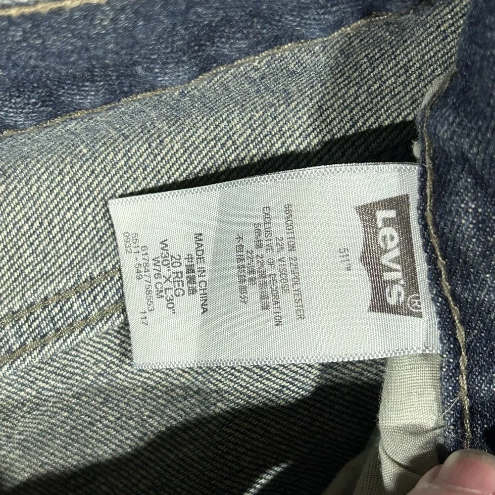 Levis Jeans Mens 30x30 Blue 511 Slim Straight Leg Denim Pants #3321